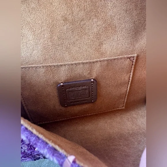 Coach leather purple sequin handbag - Picture 12 of 16